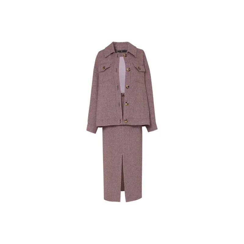 Duffy Fashion Skirt Set Women's Pink Coffee-0
