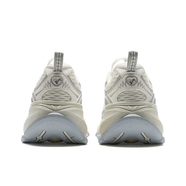 XTEP Basque 2 Tide Cushioning, Abrasion Resistant, Height Increasing Low Top Casual Shoes Women's Silver-4