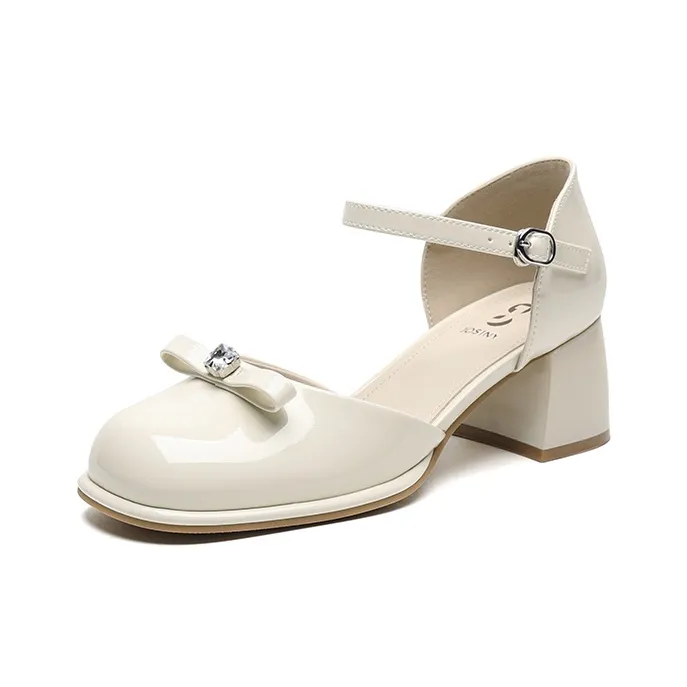 JOSINY Chunky Heel High Heels 5.5CM Women's Ecru-1