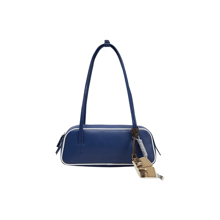 URBAN REVIVO Artificial Leather Boston Bag, Shoulder Bag Medium Size Women's Total Crimson/Royal Blue-5