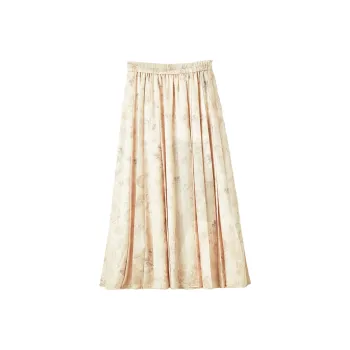XIANGYING Casual Long Skirt Women's Beige
