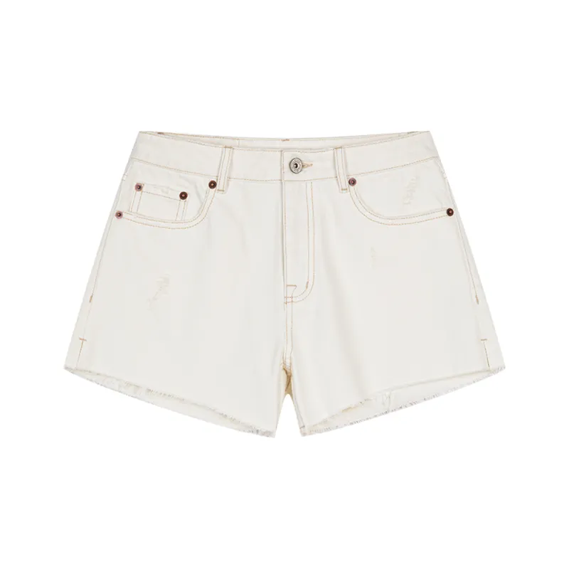 UOOYAA Denim Shorts Women's White-0