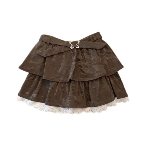 Aghr Casual Short Skirts Women's Coffee