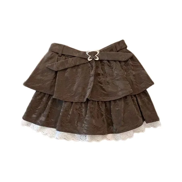 Aghr Casual Short Skirts Women's Coffee-0