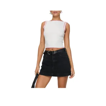 PRINCESS POLLY GAZELLE DENIM SKORT Denim Shorts Women's Washed Black/Washed Black