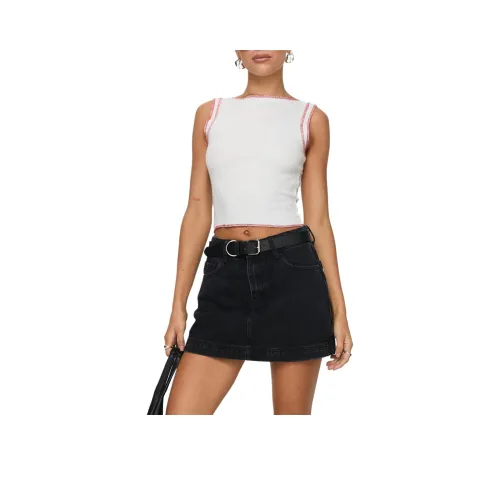 PRINCESS POLLY GAZELLE DENIM SKORT Denim Shorts Women's Washed Black/Washed Black