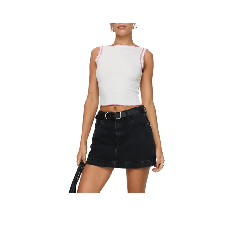 PRINCESS POLLY GAZELLE DENIM SKORT Denim Shorts Women's Washed Black/Washed Black-0