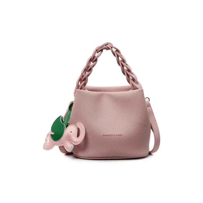 Paulinka PU Bucket Bag, One Shoulder Handbag Women's Ecru Black/Silver/Blue Pink-19