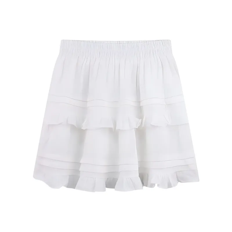 Vine Color Casual Short Skirts Women's White-0