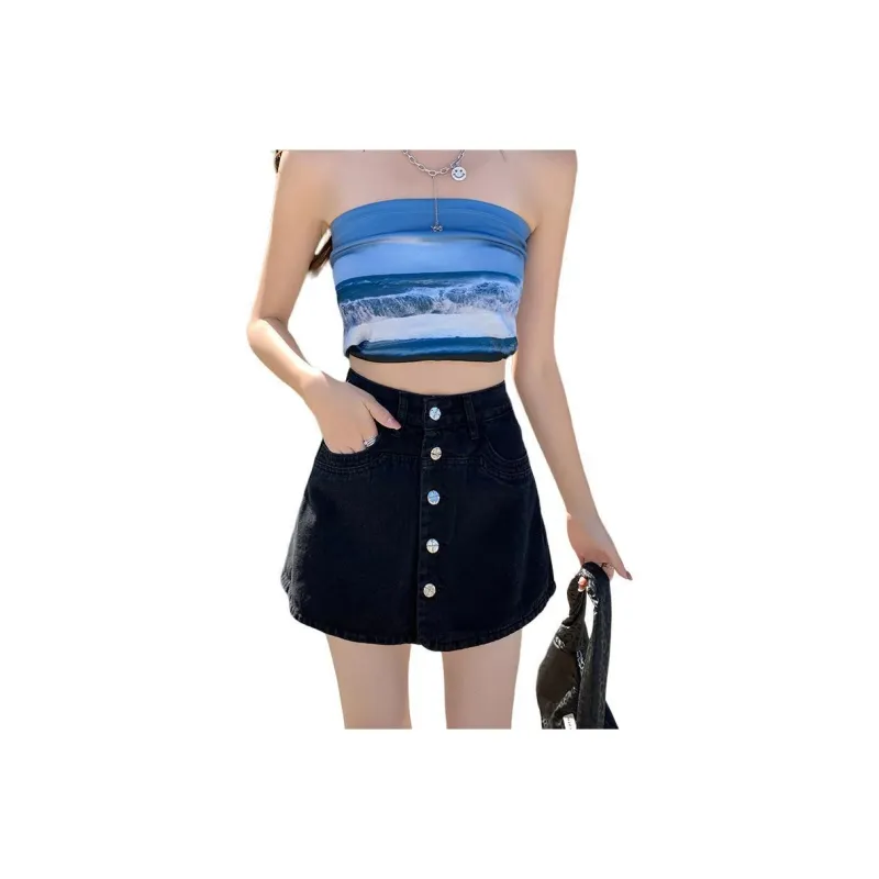 Rose Denim Short Skirts Women's-3
