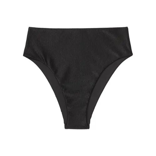 Victoria's Secret PINK HIGH-WAIST CHEEKY BIKINI BOTTOM / Pure Black Swimming Shorts Women's Black