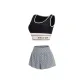 Ink Black Tank Top (with Pads)+Silver Gray Monogram Boxer Shorts