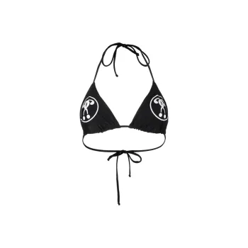 MOSCHINO Logo Print Tie-Fastening Bikini Top