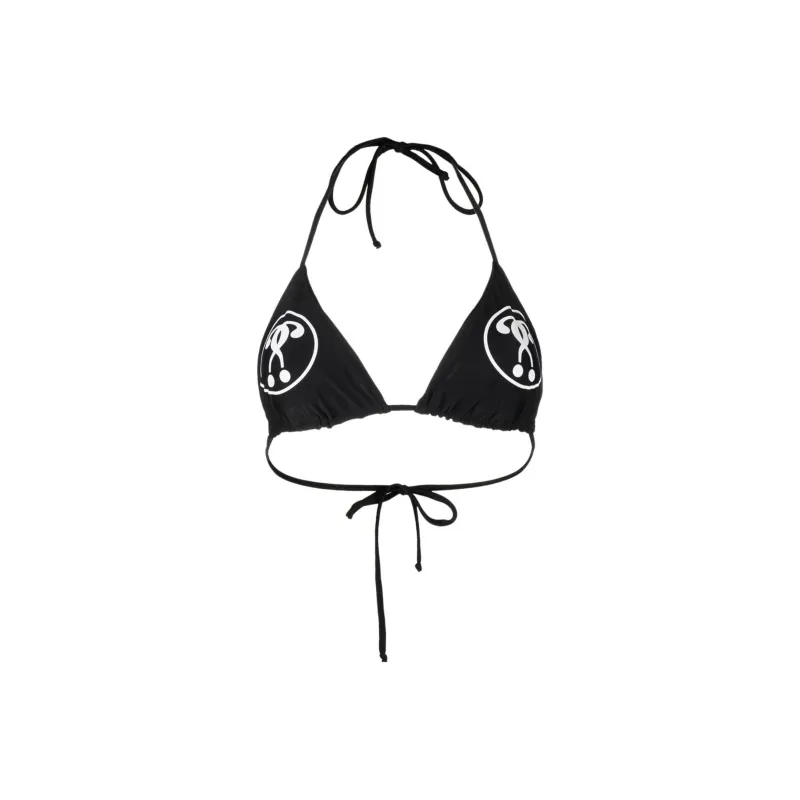 MOSCHINO Logo Print Tie-Fastening Bikini Top-0