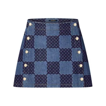 LOUIS VUITTON Damier Denim Mini Skirt