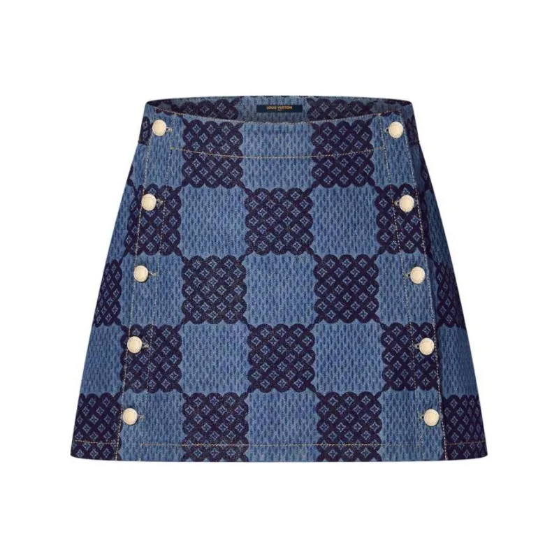 LOUIS VUITTON Damier Denim Mini Skirt-0