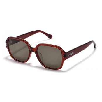 Fakeme Plate Frame Irregular Shape Sunglasses Unisex Burgundy
