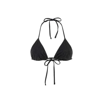 PRADA Logo plaque Rhinestone embellished Bikini Top