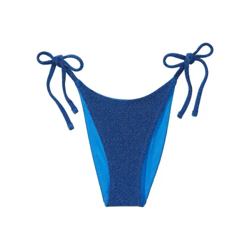 Victoria's Secret Shimmer Side-Tie Brazilian Bikini Bottom / Blue Swimming Shorts Women's Blue