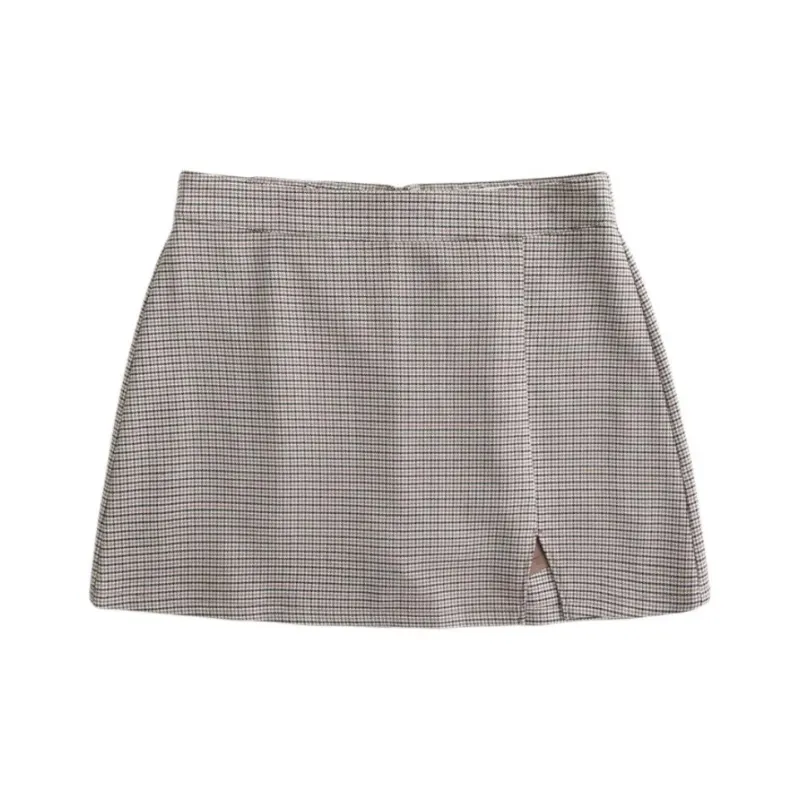 Hollister Casual Short Skirts Women's Light Brown Plaid-0