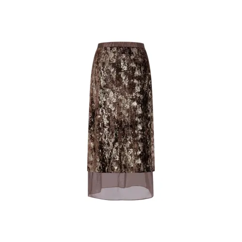 Three Quarters Casual Short Skirts Women's Brown
