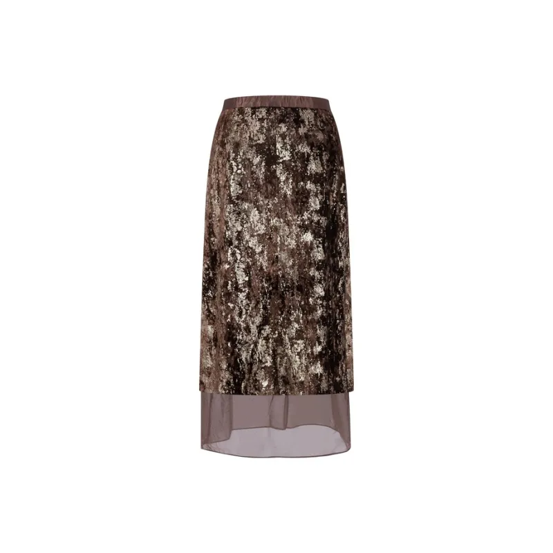 Three Quarters Casual Short Skirts Women's Brown-0