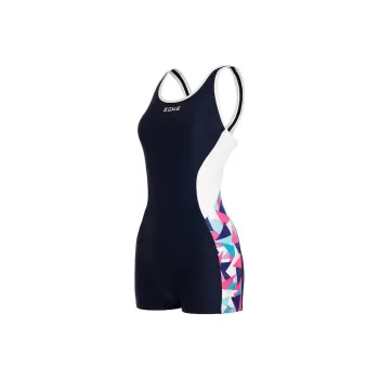 ZOKE One Piece Swimsuits Women's Dark Blue/Rose White Diamond Flower