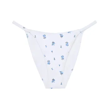 Victoria's Secret PINK SCRUNCHIE STRING BIKINI BOTTOM / OWF Swimming Shorts Women's Light White Floral