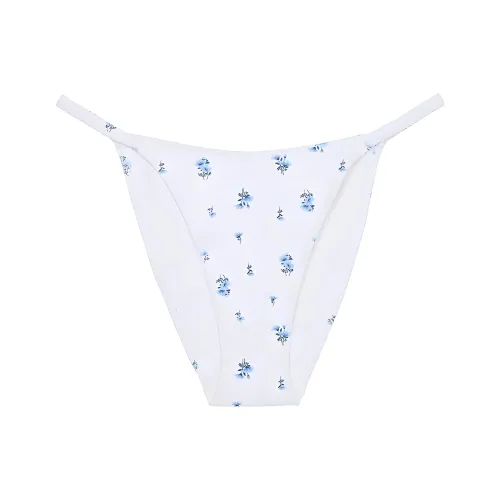 Victoria's Secret PINK SCRUNCHIE STRING BIKINI BOTTOM / OWF Swimming Shorts Women's Light White Floral