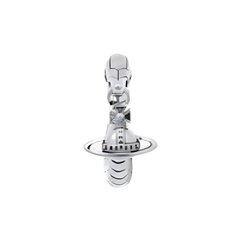 Vivienne Westwood Brass Hoop Earrings Unisex Vintage Silver, Single-1