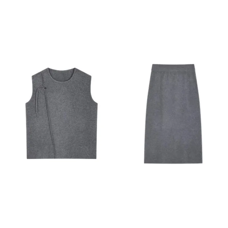 Mo Han Yi Mei Skirt Set Women's Gray-0