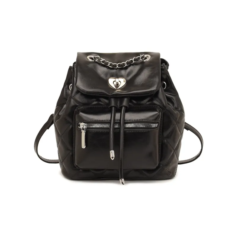 Single Warehouse PU Backpack Regular Women's White/Silver/Black-12
