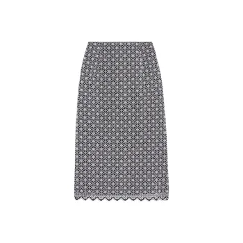 SCANLAN THEODORE Embroidered Floral Skirt Casual Long Skirts Women's Black/White