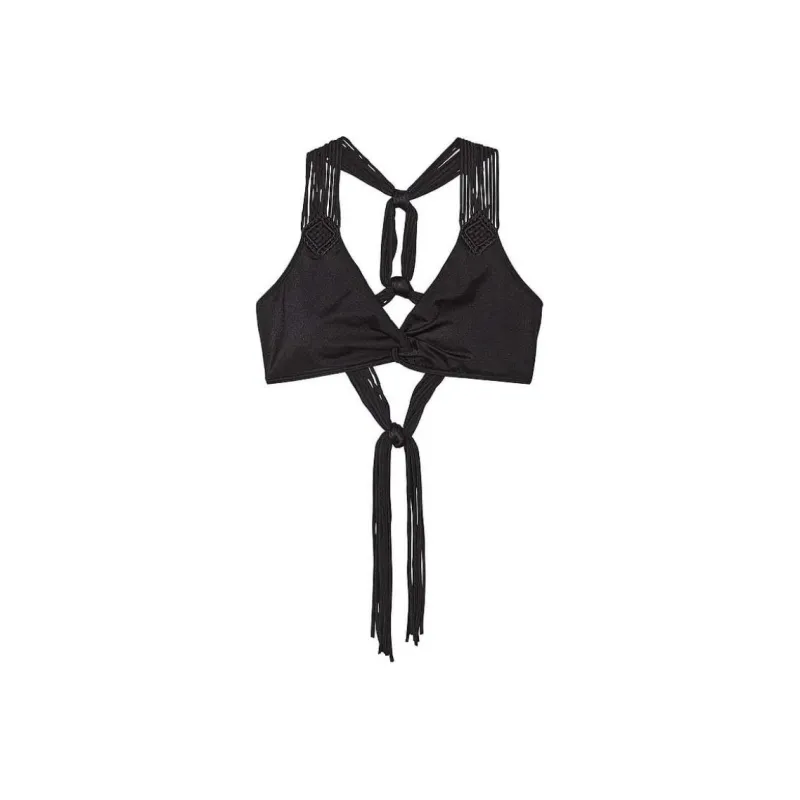 Victoria's Secret VS Archives Swim Macrame Fringe Bralette Bikini Top / B Bikini Women's Black-0