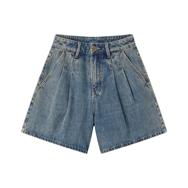 LEDIN Denim Shorts Women's Dark Denim Blue-0