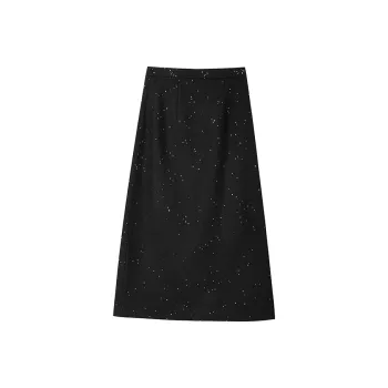 Yu Qianwen Casual Long Skirts Women's Black
