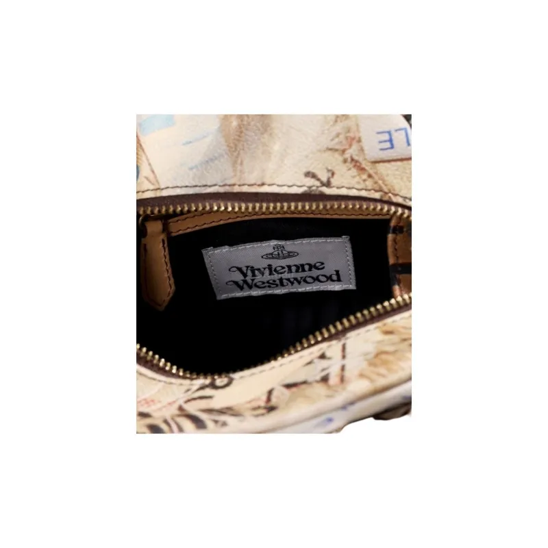 Vivienne Westwood Plant Leather Shoulder Bag, Crossbody Bag, Handbag Trumpets Women's Brown-3