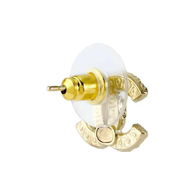CHANEL 2010 Plated Cc Crystal Drop Costume Earrings-2
