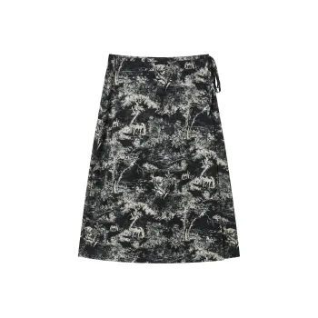 FINITY SS24 Casual Long Skirts Women's Black Background Print