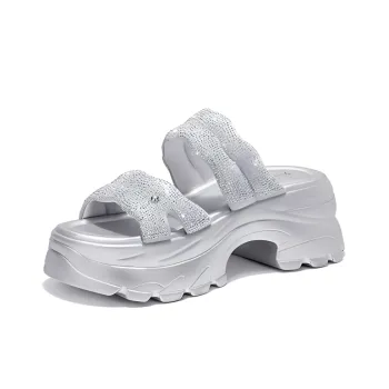 JESSICA SOPHIA PU Polyurethane Rhinestone Quick Dry Slide Slippers Women's