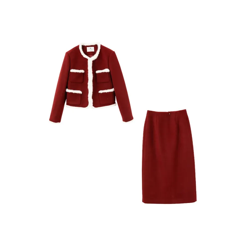XIANGYING Skirt Set Women's Red-0