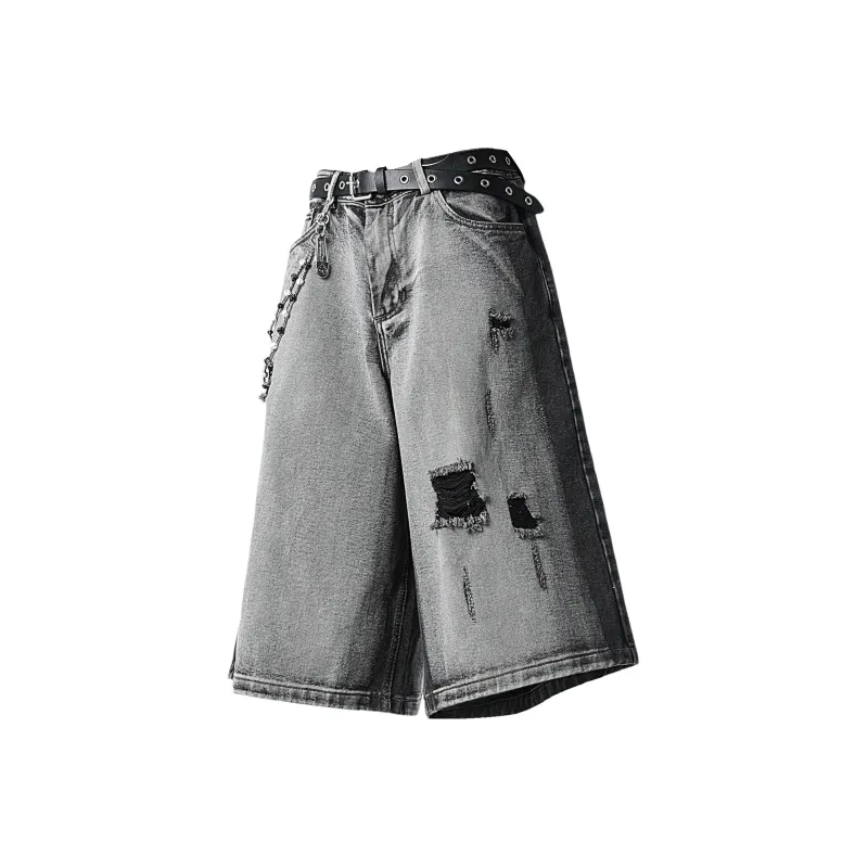 CEMOZI MC Denim Shorts Unisex Black Gray Color-0
