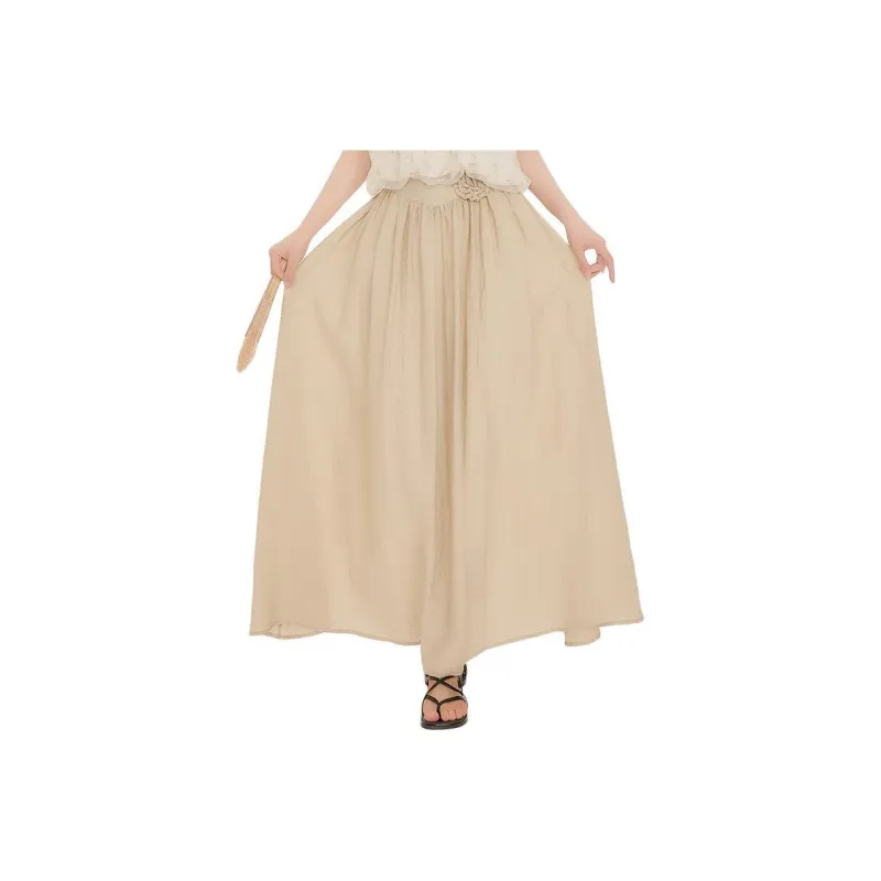 PZGE SS24 Casual Long Skirts Women's Khaki Green-0