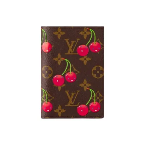 LOUIS VUITTON Takashi Murakami, Collaboration Leather Card Holder Women's Brown