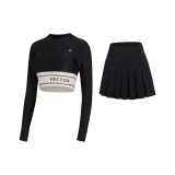 Ink Black (with Pads)+Ink Black Pleated Skirt
