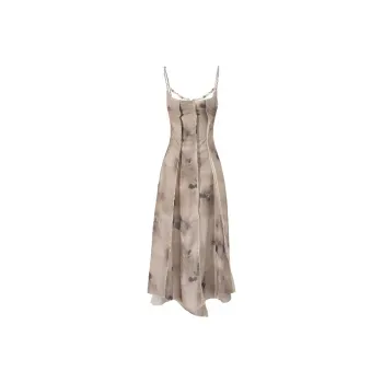 TIBINB Slip Dresses Women's Ink Wash Print