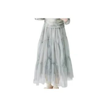 ZIHAN Casual Long Skirts Women's Green Base Print