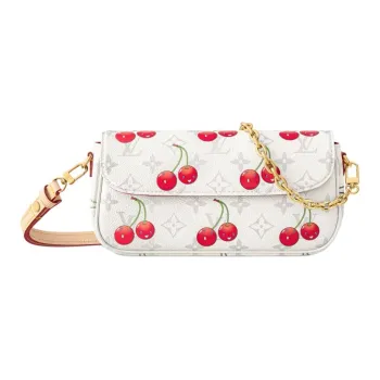 LOUIS VUITTON Takashi Murakami, Collaboration Leather Shoulder Bag, Crossbody Bag Women's White