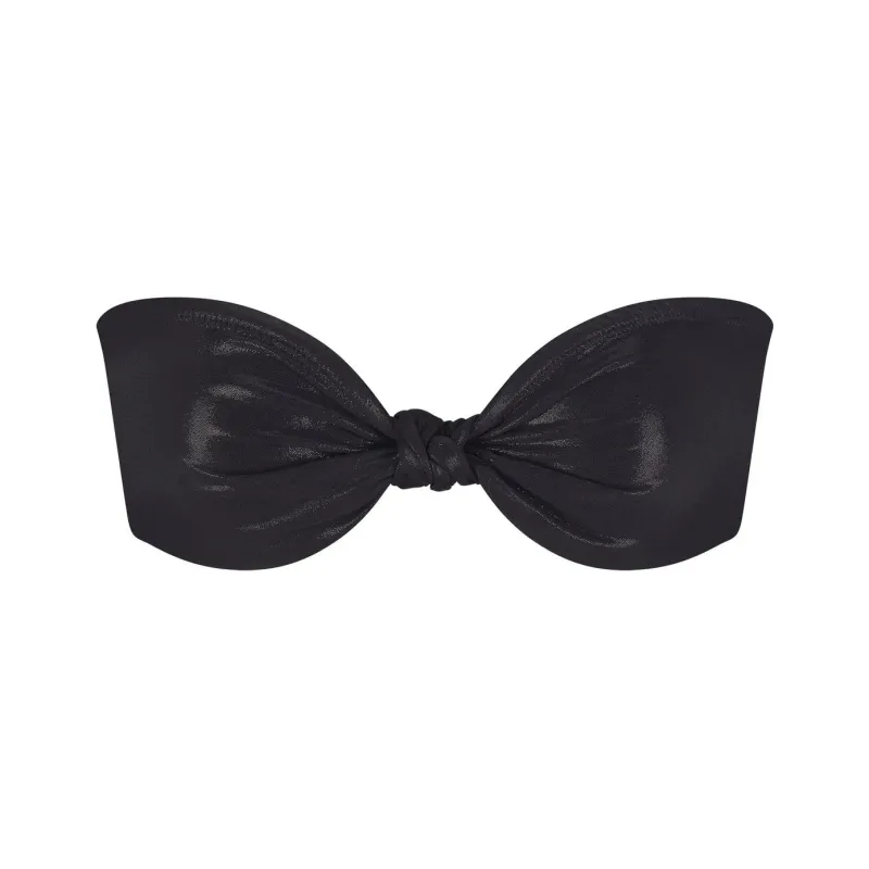 SKIMS LIQUID SHINE SWIM KNOTTED BANDEAU BIKINI TOP Bikini Women's ONYX/Onyx-0