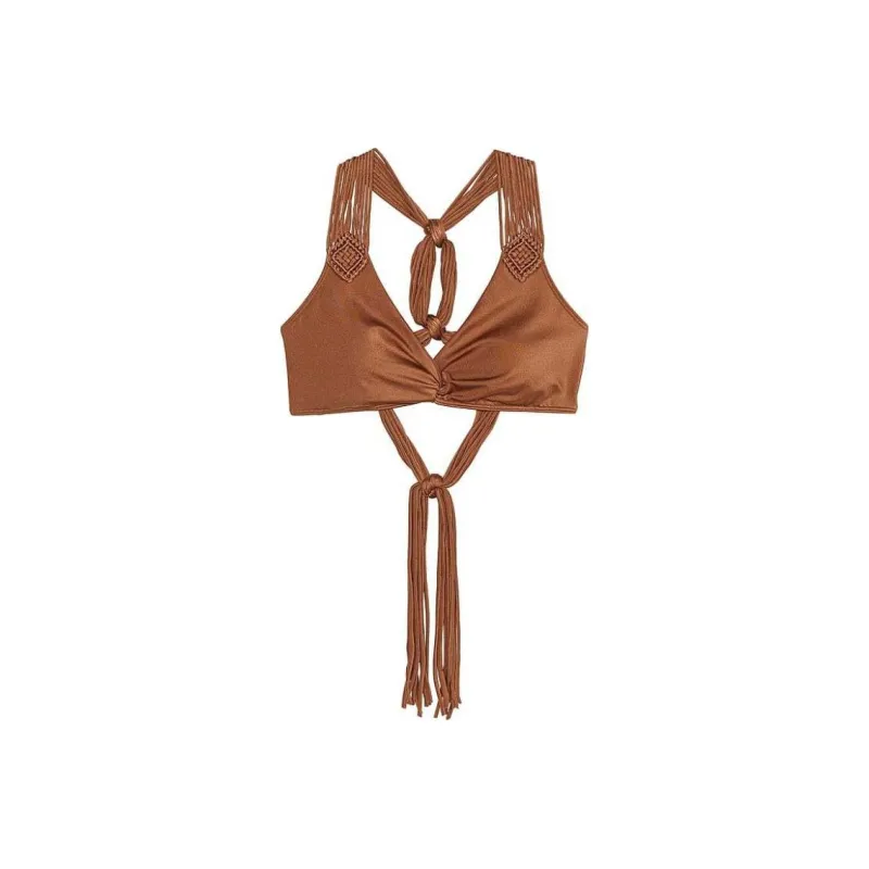 Victoria's Secret VS Archives Swim Macrame Fringe Bralette Bikini Top / C Bikini Women's Caramel-0